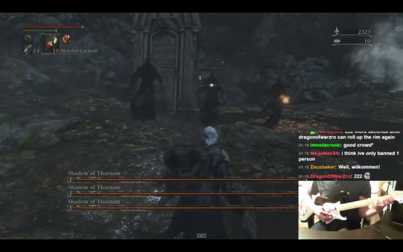 Bloodborne i kontroler z Guitar Hero