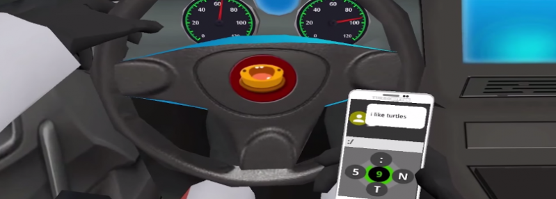 Symulator wyścigów i esemesowania na Oculus Rift
