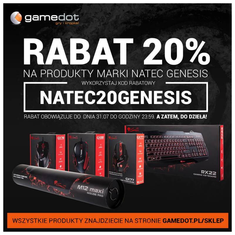 Rabat 20% na wszystkie produkty marki Natec Genesis!