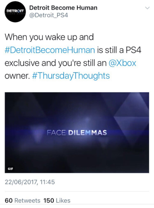 Osoby odpowiedzialne za promocję Detroit: Become Human kpią z posiadaczy Xboxa One - gamedot.pl