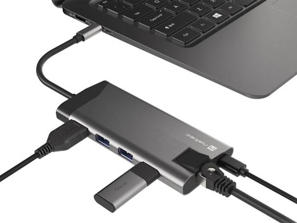 Natec Fowler Plus - wielofunkcyjny adapter USB-C z ośmioma portami rozszerzeń