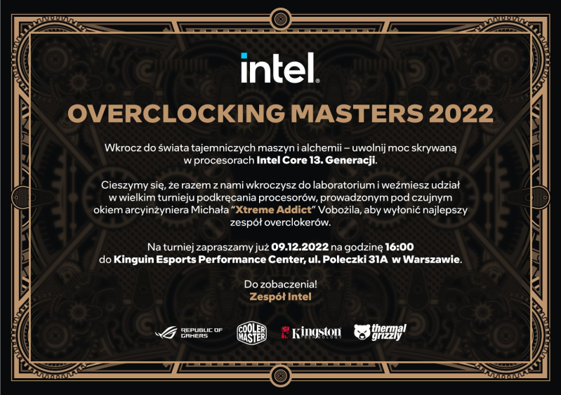 Cooler Master partnerem wydarzenia Intel Overclocking Masters 2022
