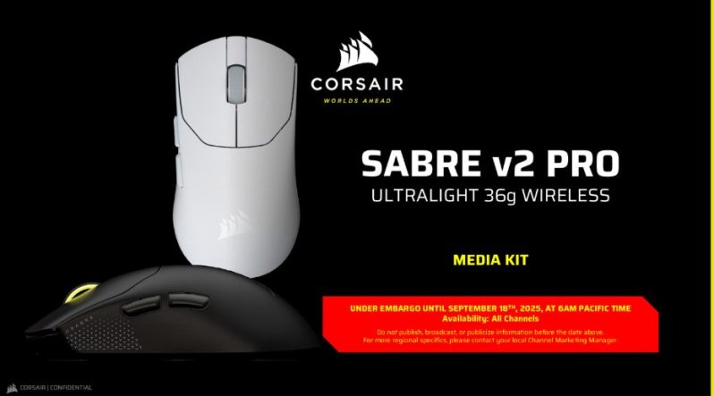 CORSAIR prezentuje 36-gramową ultralekką bezprzewodową mysz gamingową SABRE v2 PRO: zaprojektowana przez profesjonalistów, stworzona do wygrywania