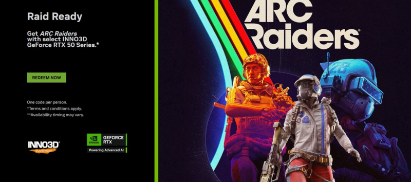 Ostatni moment na zgarnięcie ARC Raiders z kartami INNO3D RTX 50