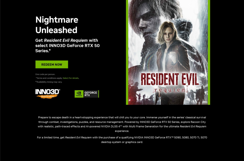 INNO3D RTX 50 z Resident Evil Requiem w zestawie – promocja przedłużona do końca marca!