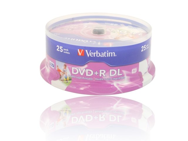 DVD+R VERBATIM 8.5GB DOUBLE LAYER PRINT (25 CAKE) NO ID BRAND