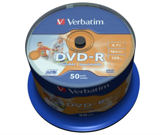 DVD-R VERBATIM 4.7GB X16 PRINTABLE (50 CAKE) NO ID BRAND