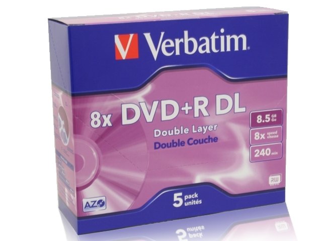DVD+R VERBATIM 8.5GB X8 DOUBLE LAYER (5 JEWEL CASE)