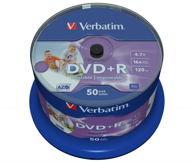 DVD+R VERBATIM 4.7GB X16 PRINTABLE (50 CAKE) NO ID BRAND
