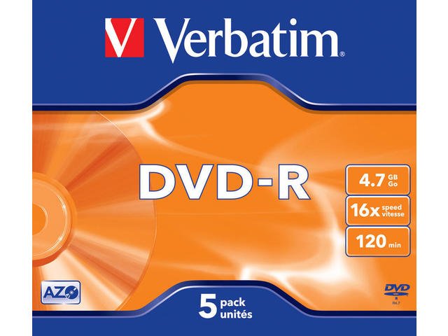 DVD-R VERBATIM 4.7GB X16 MATT SILVER (5 JEWEL CASE)