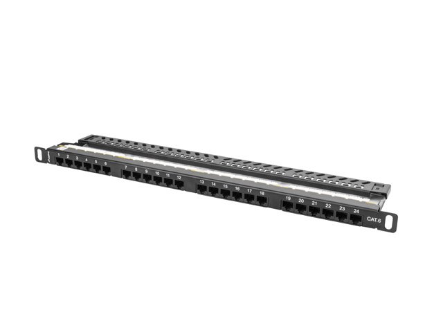 PATCH PANEL 24 PORT 0.5U KAT.6 CZARNY LANBERG