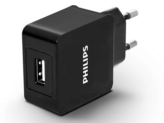 ŁADOWARKA SIECIOWA PHILIPS 1X USB 2.1A 100-240V CZARNA