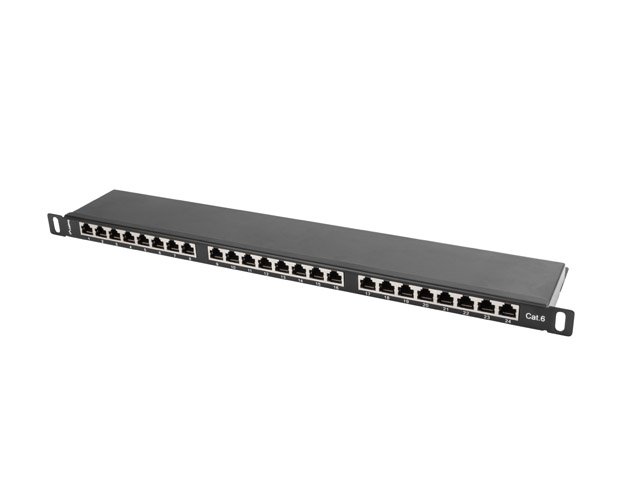 PATCH PANEL 24 PORT 0.5U KAT.6 EKRANOWANY CZARNY LANBERG