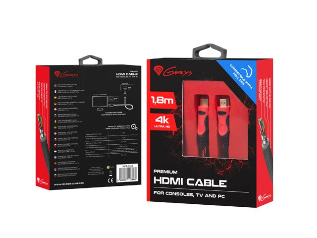 Kabel HDMI v1.4 4K Genesis H-Speed do PS4 PS3 1,8m