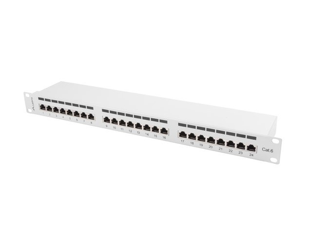 PATCH PANEL 24 PORT 1U KAT.6 EKRANOWANY SZARY LANBERG