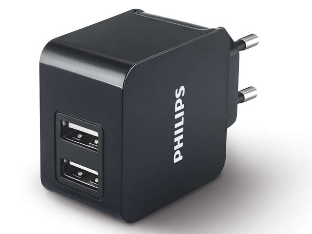 ŁADOWARKA SIECIOWA PHILIPS 2X USB 3.1A 100-240V CZARNA