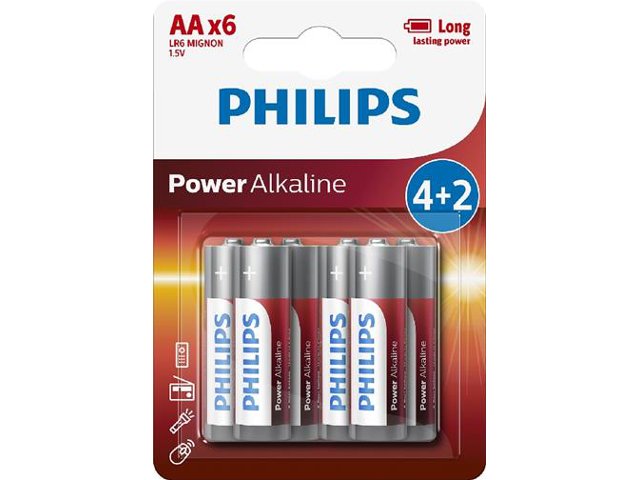 BATERIA PHILIPS ALKALICZNA LR6 AA POWER (4+2 SZT BLISTER)