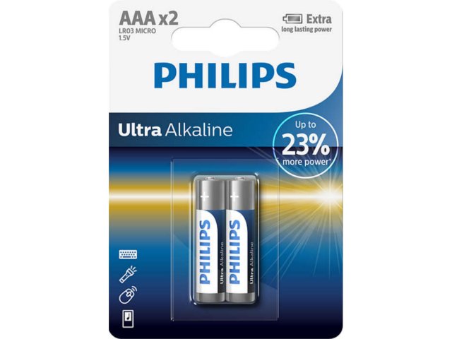 BATERIA PHILIPS ALKALICZNA LR03 AAA ULTRA (2 SZT BLISTER)