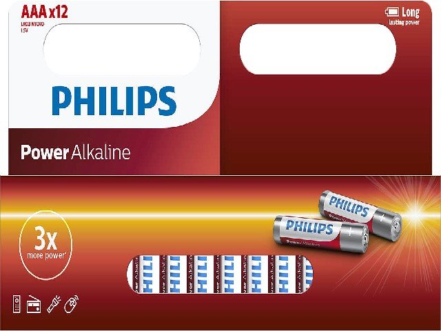 BATERIA PHILIPS ALKALICZNA LR03 AAA POWER(12 SZT BLISTER)