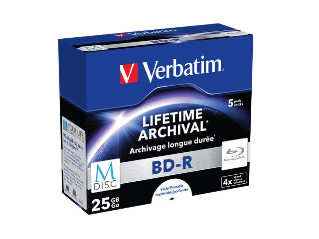 M-DISC BD-R VERBATIM 25GB X4 PRINTABLE (5 JEWEL CASE)