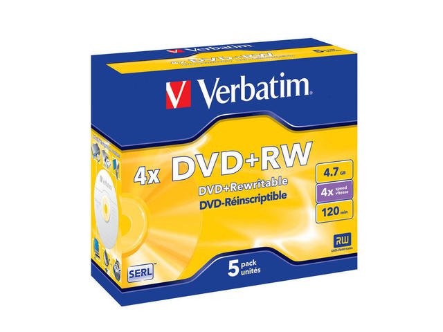 DVD+RW VERBATIM 4.7GB X4 MATT SILVER (5 JEWEL CASE)