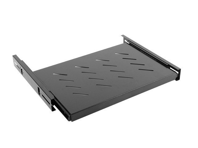 WYSUWANA PÓŁKA DO SZAF 19" 600MM CZARNA LANBERG (1U/465X350MM UDŹWIG DO 18KG, MONTAŻ 4 PUNKTOWY)