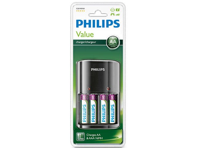 ŁADOWARKA DO AKUMULATORÓW PHILIPS 4 SLOTY AA/AAA + 4X AA 2100 MAH